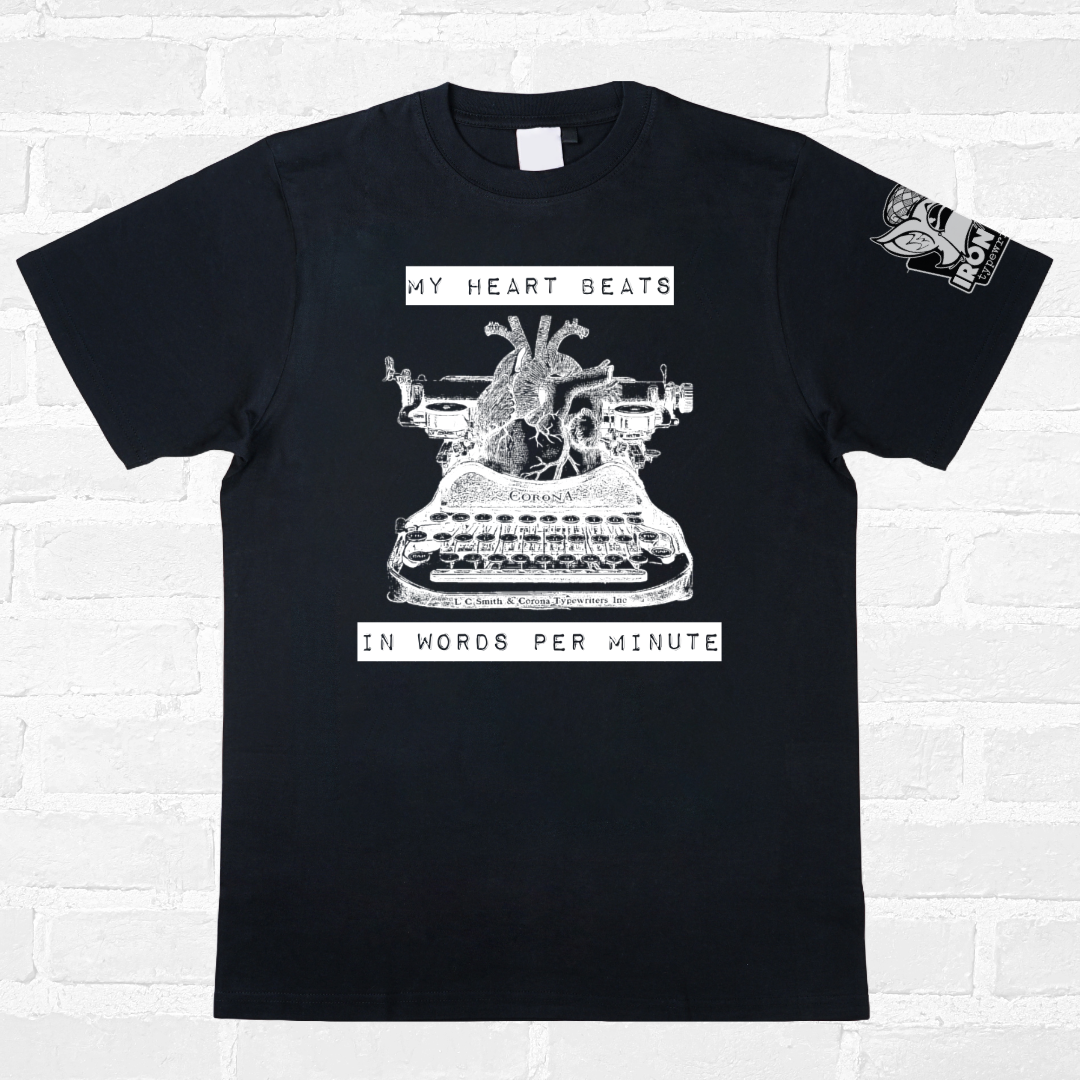 Typewriter heart my heart beats in words per minute black unisex soft